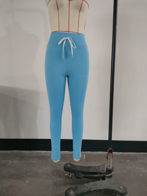 J4D0298K 撞色拉条高腰长裤